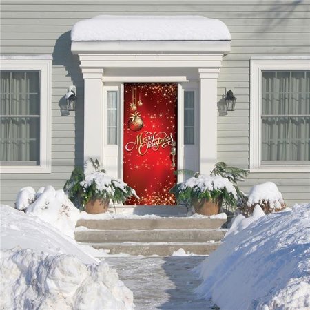 MY DOOR DECOR My Door Decor 285906XMAS-007 36 x 80 in. Red Ornaments Christmas Front Door Mural Sign Banner Decor; Multi Color 285906XMAS-007